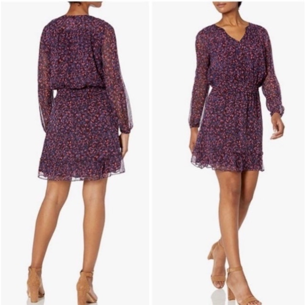 PARKER "Atticus" Silk Purple Floral Print NWOT Mini Ruffle Dress XS